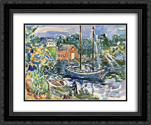 The Cove 24x20 Black Ornate Wood Framed Art Print Poster with Double Matting by Prendergast, Maurice