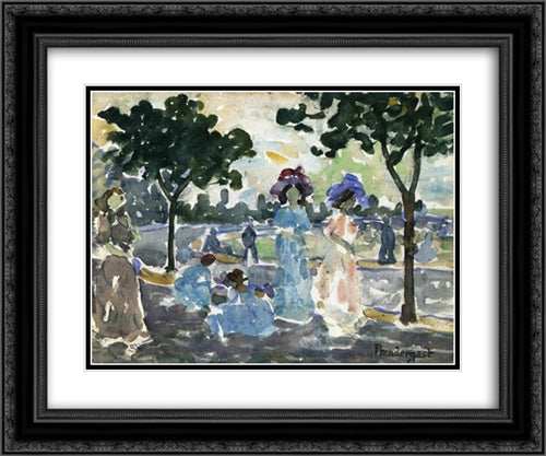 Road to the Shore 24x20 Black Ornate Wood Framed Art Print Poster with Double Matting by Prendergast, Maurice