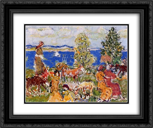 Summer Afternoon 24x20 Black Ornate Wood Framed Art Print Poster with Double Matting by Prendergast, Maurice
