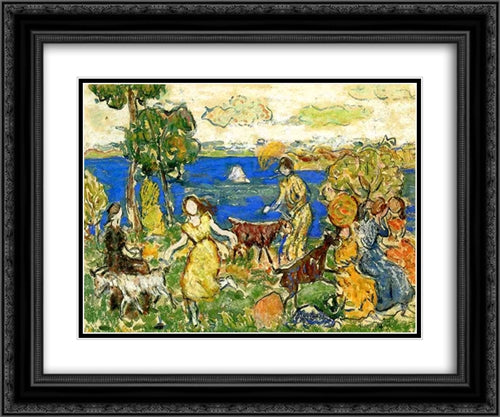 Summer Day (also known as St. Cloud) 24x20 Black Ornate Wood Framed Art Print Poster with Double Matting by Prendergast, Maurice