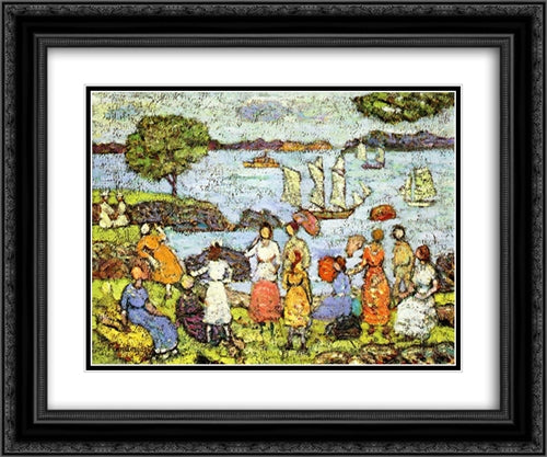 Late Afternoon, New England 24x20 Black Ornate Wood Framed Art Print Poster with Double Matting by Prendergast, Maurice