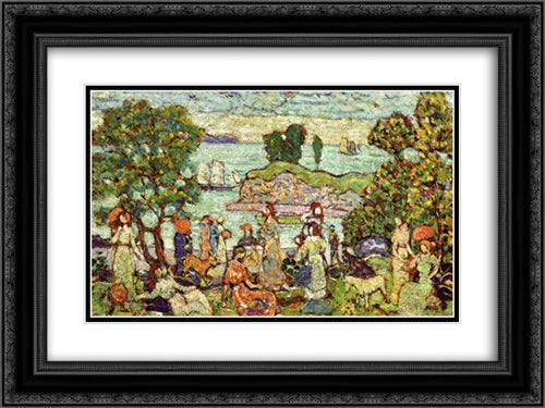 Outer Harbor 24x18 Black Ornate Wood Framed Art Print Poster with Double Matting by Prendergast, Maurice