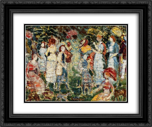 Picnic Grove 24x20 Black Ornate Wood Framed Art Print Poster with Double Matting by Prendergast, Maurice