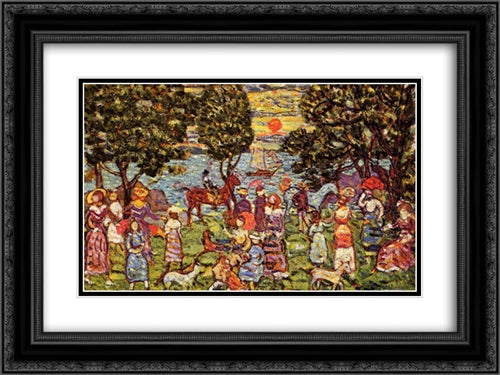 Sunset 24x18 Black Ornate Wood Framed Art Print Poster with Double Matting by Prendergast, Maurice