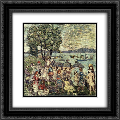 The Bathing Cove 20x20 Black Ornate Wood Framed Art Print Poster with Double Matting by Prendergast, Maurice