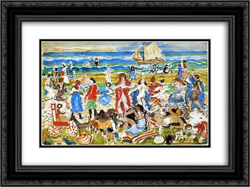Bathers 24x18 Black Ornate Wood Framed Art Print Poster with Double Matting by Prendergast, Maurice