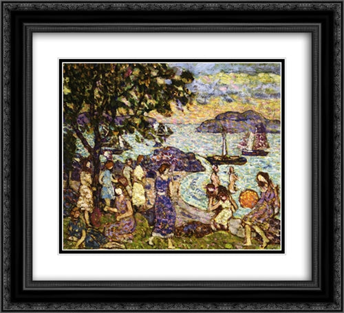 Crepuscule (also known as Along the Shore or Beach) 22x20 Black Ornate Wood Framed Art Print Poster with Double Matting by Prendergast, Maurice