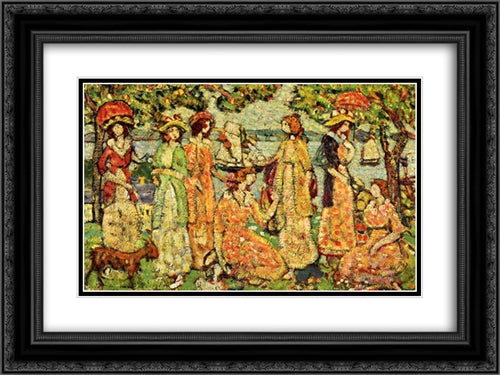 The Idlers 24x18 Black Ornate Wood Framed Art Print Poster with Double Matting by Prendergast, Maurice