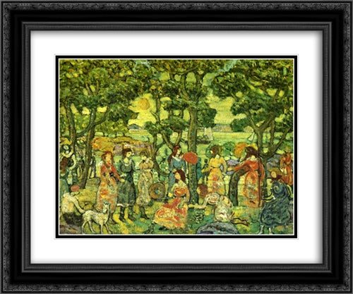 Landscape with Figures 24x20 Black Ornate Wood Framed Art Print Poster with Double Matting by Prendergast, Maurice