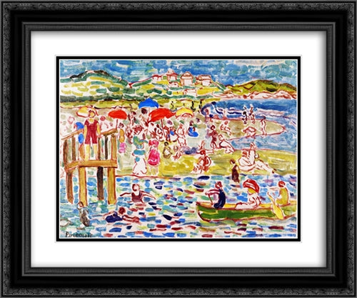 Bathers 24x20 Black Ornate Wood Framed Art Print Poster with Double Matting by Prendergast, Maurice