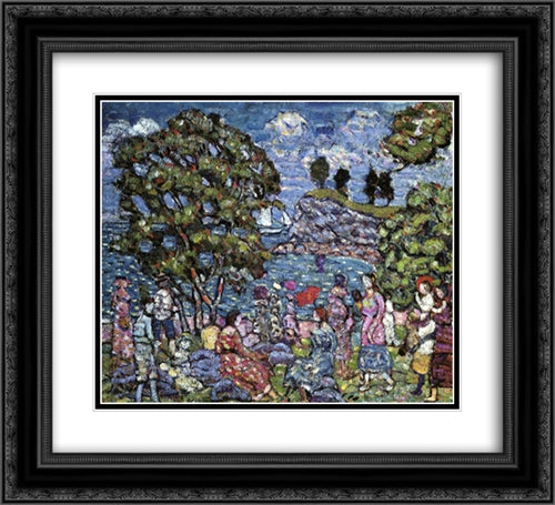 Cove with Figures 22x20 Black Ornate Wood Framed Art Print Poster with Double Matting by Prendergast, Maurice