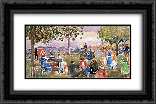 Gloucester Park 24x16 Black Ornate Wood Framed Art Print Poster with Double Matting by Prendergast, Maurice