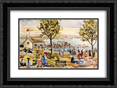 Landing Stage 24x18 Black Ornate Wood Framed Art Print Poster with Double Matting by Prendergast, Maurice