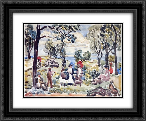 Park, Gloucester 24x20 Black Ornate Wood Framed Art Print Poster with Double Matting by Prendergast, Maurice