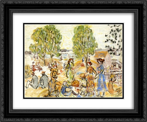 Picnic 24x20 Black Ornate Wood Framed Art Print Poster with Double Matting by Prendergast, Maurice