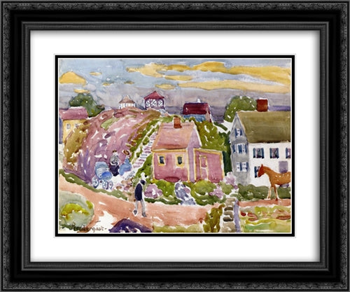 Rockport, Mass. 24x20 Black Ornate Wood Framed Art Print Poster with Double Matting by Prendergast, Maurice