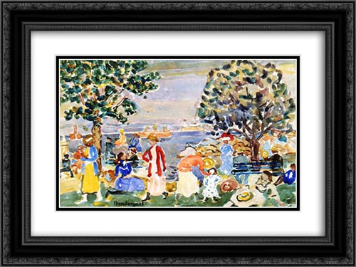 Salem Harbor No. 1 24x18 Black Ornate Wood Framed Art Print Poster with Double Matting by Prendergast, Maurice