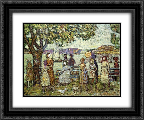 Seashore 24x20 Black Ornate Wood Framed Art Print Poster with Double Matting by Prendergast, Maurice
