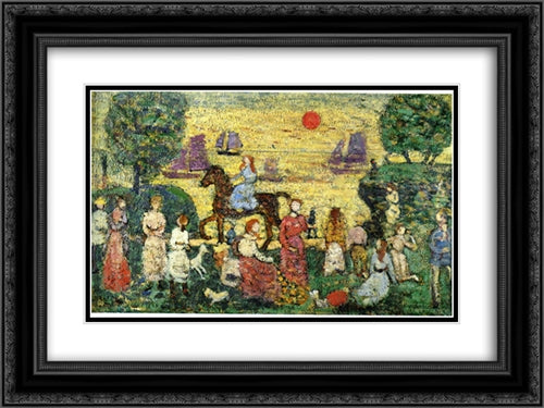 Sunset and Sea Fog 24x18 Black Ornate Wood Framed Art Print Poster with Double Matting by Prendergast, Maurice
