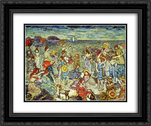 The Cove 24x20 Black Ornate Wood Framed Art Print Poster with Double Matting by Prendergast, Maurice