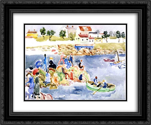 The Cove 24x20 Black Ornate Wood Framed Art Print Poster with Double Matting by Prendergast, Maurice