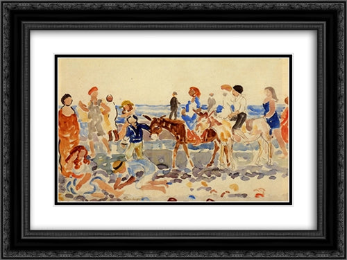 The Donkey Driver 24x18 Black Ornate Wood Framed Art Print Poster with Double Matting by Prendergast, Maurice