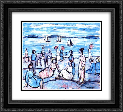 Playing at Salem, Massachusetts 22x20 Black Ornate Wood Framed Art Print Poster with Double Matting by Prendergast, Maurice