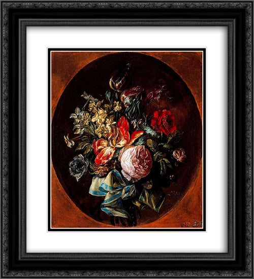 Flowers 20x22 Black Ornate Wood Framed Art Print Poster with Double Matting by Paret y Alcazar, Luis