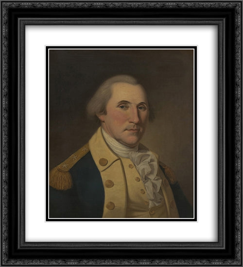 George Washington 20x22 Black Ornate Wood Framed Art Print Poster with Double Matting by Peale, Charles Willson