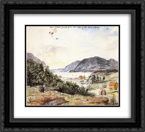 View of West Point from the Side of the Mountain 22x20 Black Ornate Wood Framed Art Print Poster with Double Matting by Peale, Charles Willson