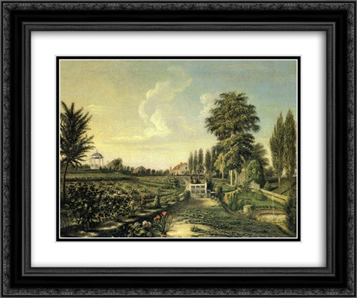 View of the Garden at Belfield 24x20 Black Ornate Wood Framed Art Print Poster with Double Matting by Peale, Charles Willson