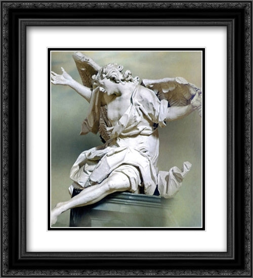 Angel 20x22 Black Ornate Wood Framed Art Print Poster with Double Matting by Pinzel, Johann Georg