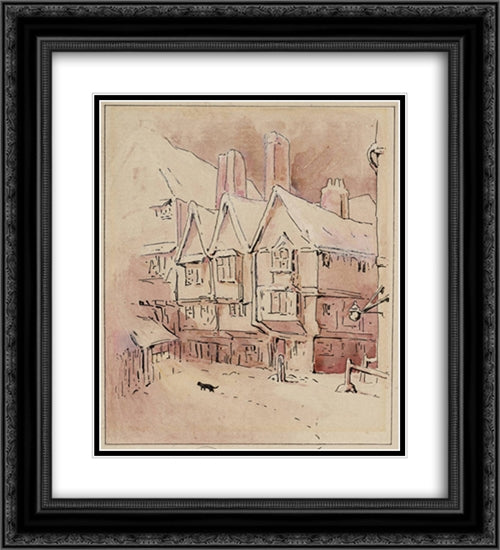 Simpkin Hears the Mice 20x22 Black Ornate Wood Framed Art Print Poster with Double Matting by Potter, Beatrix