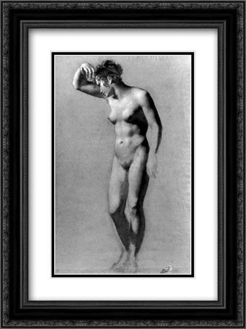 Female Nude 18x24 Black Ornate Wood Framed Art Print Poster with Double Matting by Prud'hon, Pierre Paul