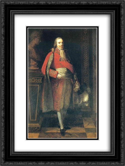 Portrait of Charles Maurice de Talleyrand-Perigord 18x24 Black Ornate Wood Framed Art Print Poster with Double Matting by Prud'hon, Pierre Paul