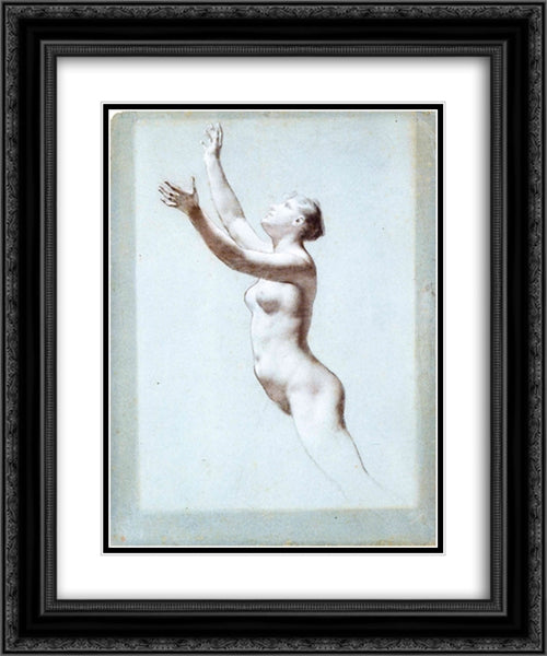 Female nude 20x24 Black Ornate Wood Framed Art Print Poster with Double Matting by Prud'hon, Pierre Paul