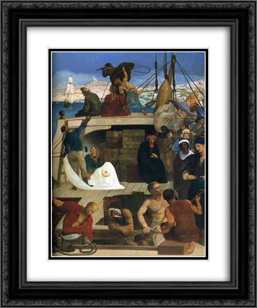 Marseilles, Gate to the Orient (detail) 20x24 Black Ornate Wood Framed Art Print Poster with Double Matting by Puvis de Chavannes, Pierre