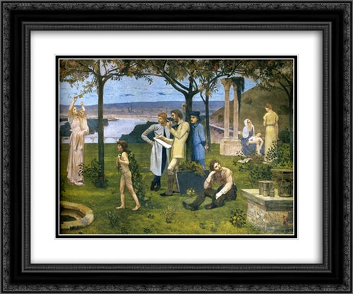 Between Art and Nature (detail) 24x20 Black Ornate Wood Framed Art Print Poster with Double Matting by Puvis de Chavannes, Pierre