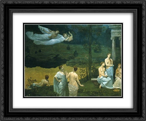 The Sacred Wood Cherished by the Arts and the Muses (detail) 24x20 Black Ornate Wood Framed Art Print Poster with Double Matting by Puvis de Chavannes, Pierre