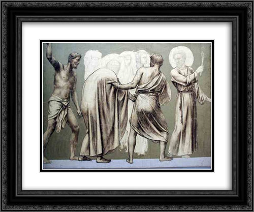 Fresco for the decoration of the Pantheon: saints 24x20 Black Ornate Wood Framed Art Print Poster with Double Matting by Puvis de Chavannes, Pierre