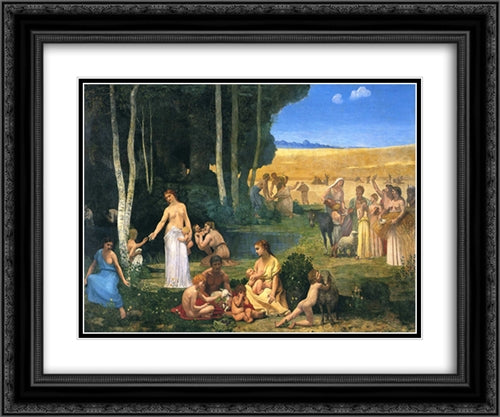 Summer 24x20 Black Ornate Wood Framed Art Print Poster with Double Matting by Puvis de Chavannes, Pierre