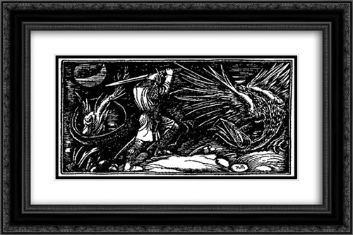 Otto of the Silver Hand 14 24x16 Black Ornate Wood Framed Art Print Poster with Double Matting by Pyle, Howard