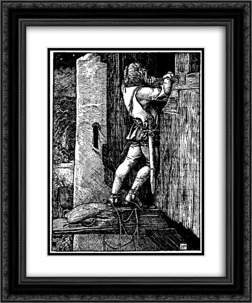 Otto of the Silver Hand 19 20x24 Black Ornate Wood Framed Art Print Poster with Double Matting by Pyle, Howard