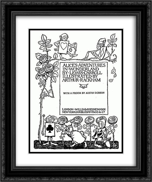 Alice's Adventures in Wonderland 20x24 Black Ornate Wood Framed Art Print Poster with Double Matting by Rackham, Arthur