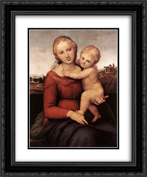 Madonna and Child 20x24 Black Ornate Wood Framed Art Print Poster with Double Matting by Raphael