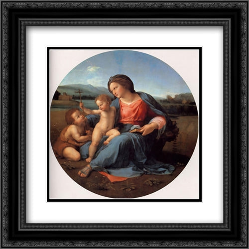 The Alba Madonna 20x20 Black Ornate Wood Framed Art Print Poster with Double Matting by Raphael