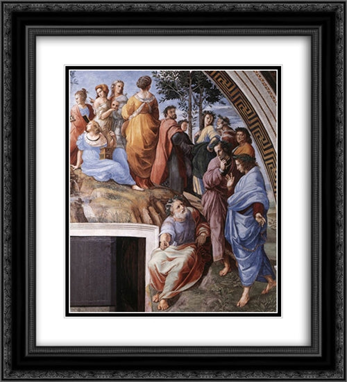 The Parnassus, from the Stanza delle Segnatura (detail) 20x22 Black Ornate Wood Framed Art Print Poster with Double Matting by Raphael