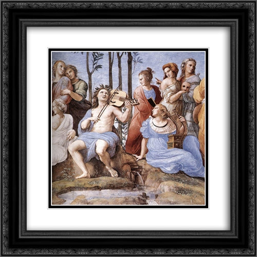 The Parnassus, from the Stanza delle Segnatura (detail) 20x20 Black Ornate Wood Framed Art Print Poster with Double Matting by Raphael