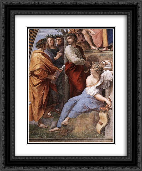 The Parnassus, from the Stanza delle Segnatura (detail) 20x24 Black Ornate Wood Framed Art Print Poster with Double Matting by Raphael