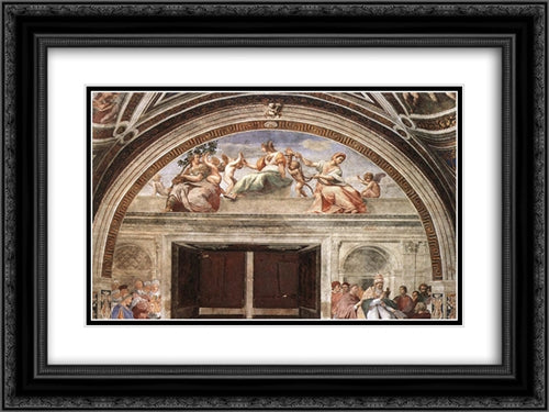 The Virtues 24x18 Black Ornate Wood Framed Art Print Poster with Double Matting by Raphael